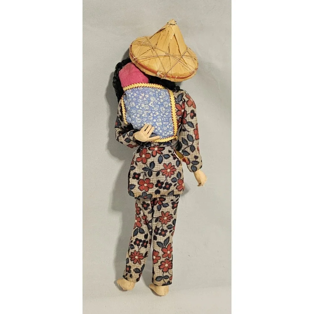 Vintage Nylon Doll, Asian Woman in Traditional Dress with Baby, 13
